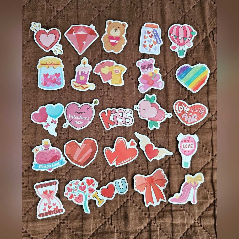 Loved themed stickers,  heart themed stickers,  journaling and stationary,  25pc